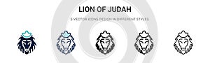 Lion of judah icon in filled, thin line, outline and stroke style. Vector illustration of two colored and black lion of judah