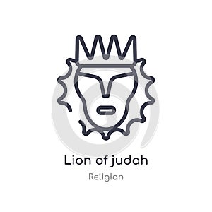 lion of judah outline icon. isolated line vector illustration from religion collection. editable thin stroke lion of judah icon on