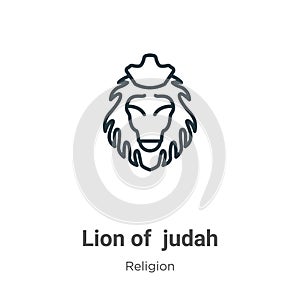 Lion of judah outline vector icon. Thin line black lion of judah icon, flat vector simple element illustration from editable