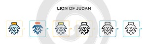 Lion of  judah vector icon in 6 different modern styles. Black, two colored lion of  judah icons designed in filled, outline, line
