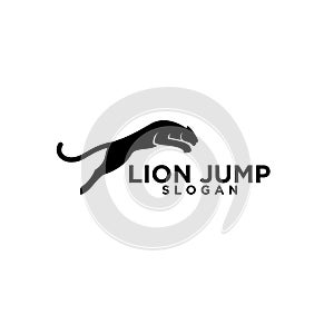 Lion jump black logo icon design vector illustrator simple