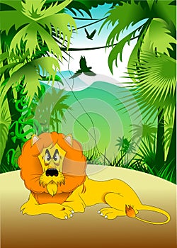 Lion in the jungle