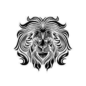 Lion king abstract logo vector illustration, emblem design. Lion logo black simple flat icon on white background