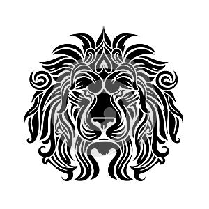 Lion king abstract logo vector illustration, emblem design.Lion logo black simple flat icon on white background