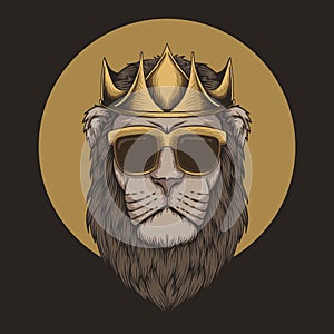 Lion king crown head vector illustration