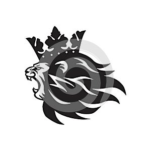 Lion King with Crown Logo Mascot Vector