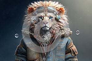 Lion King Fashion: Recycled Denim Jacket on Cute Cartoon Character