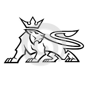 Lion king icon logo vector black crown