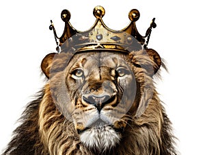 Ai Generated illustration Wildlife Concept of Lion With King of Jungle Crown