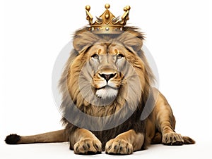 Ai Generated illustration Wildlife Concept of Lion With King of Jungle Crown