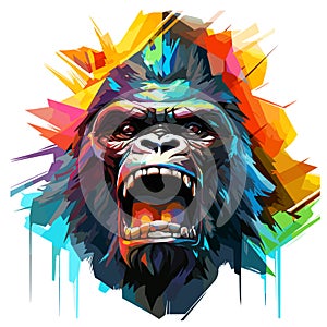 Lion King on nature background in vector mosaic pop art style