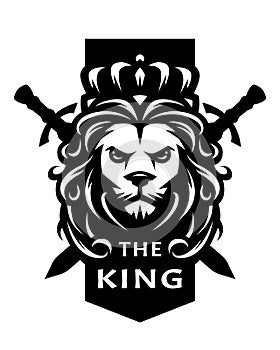 Lion king symbol, logo, emblem. Vector illustration.