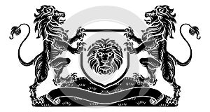 Lion Knight Crest Heraldic Shield Coat of Arms