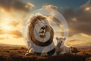 a lion and a lamb living in harmony. Strength and Power. Lion of Judah