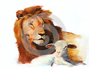 Lion & Lamb Painting