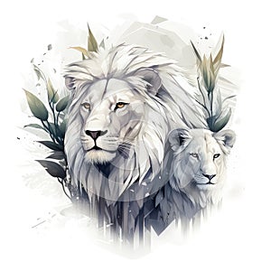 Lion and lioness. Vector illustration