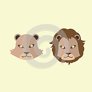 lion and lioness. Vector illustration decorative design