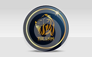 The Lion Logo Concept with Gold Colour for logo security, mascot etc