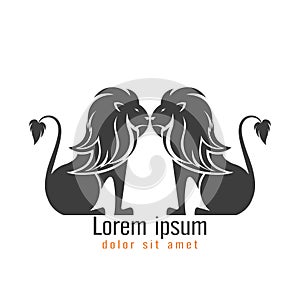 Lion logo, emblem design isolated on white background. vector il