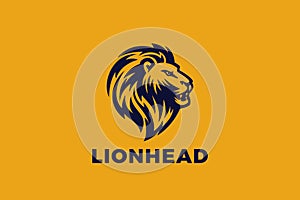 Lion Logo Head Face Vector Abstract Heraldic Vintage Design Style