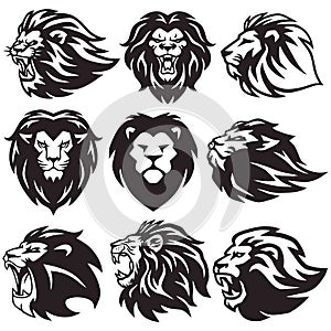 Lion Logo Set Collection Package Premium Vector Design