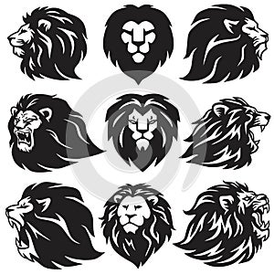 Lion Logo Set Collection. Premium Design Vector Illustration Emblem Icons