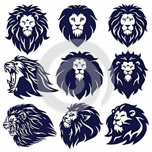 Lion Logo Set Collection Vector Design Illustration