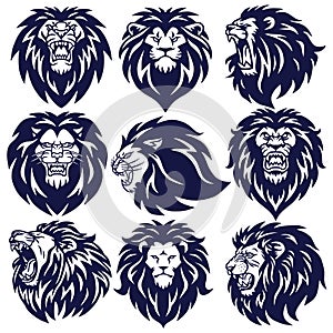 Lion Logo Set Collection Vector Design Illustration