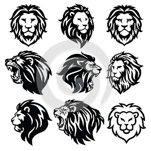 Lion Logo Set. Premium Design. Vector Illustration photo