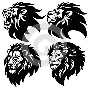 Lion Logo Set. Premium Mascot Design Collection. Vector Illustration