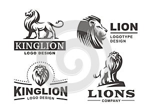 Lion logo set - vector illustration, emblem design