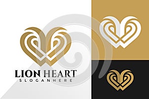 Lion Love Logo Design Vector Template