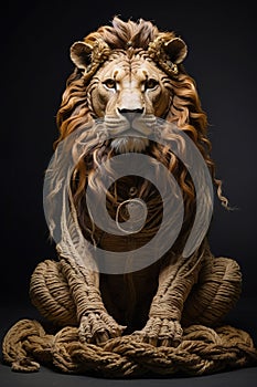 lion made out of rope 3d illustration