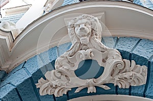 Lion mascaron molding relied facade