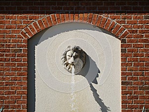 Lion mascaron in Omaha's Henry Doorly Zoo and Aquarium in Omaha Nebraska