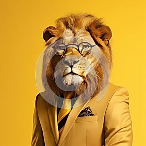 This lion means business Dressed in a suit and tie