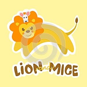 Lion and Mice on head vector illustration graphic design photo