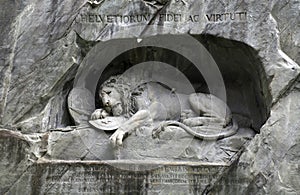 Lion Monument (LÃÂ¶wendenkmal) in park (Lucerne, Switzerland),