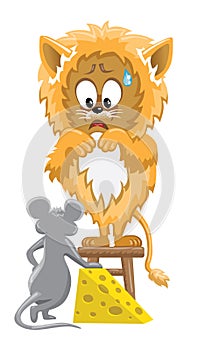 Lion and mouse with cheese