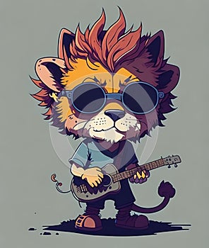 Lion Musician Guitarist Character Concept 1