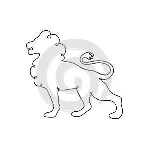 Lion one line drawing. Continuous line. Hand-drawn illustration for logo, emblem. photo