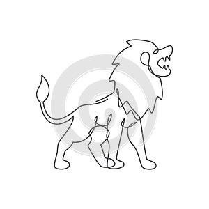 Lion One line drawing on white background