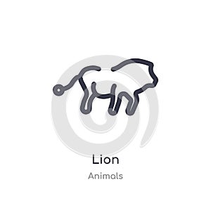 Lion outline icon. isolated line vector illustration from animals collection. editable thin stroke lion icon on white background