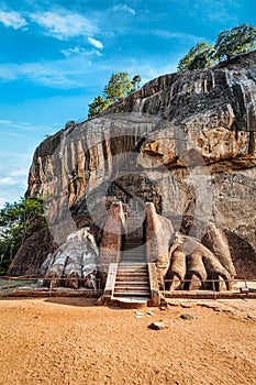 Lion paws pathway on Sigiriya rock, Sri Lanka