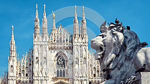 Lion on the Piazza del Duomo in Milan, Italy