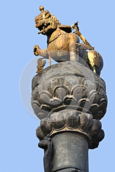 Lion Pillar at Bhaktapur Durbar Square photo