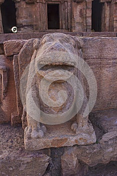 Lion Pillar at the entrance of Upper Shivalaya temple, North Badami Fort photo