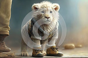 Lion in Plaid: A Colorful and Unique 3D Rendering of a Cute Cartoon Character