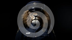 Lion Police Officer Portrait Skul Xk01 - Ed Freeman Style photo