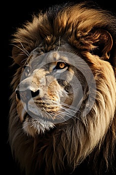 Lion Portrait with Dramatic Lighting